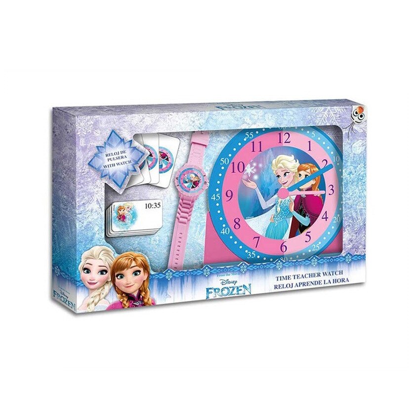 Set invata timpul Ceas perete Frozen + ceas mana Bleu