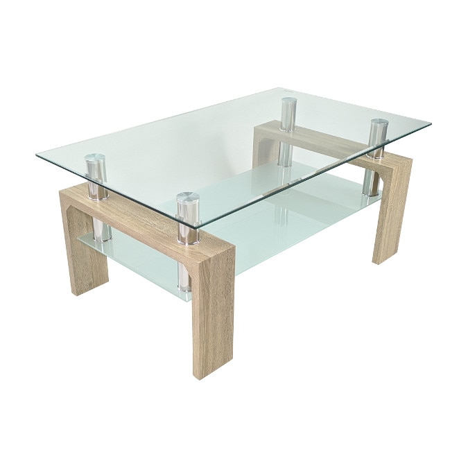 Masuta de cafea 878, stejar, sticla securizata