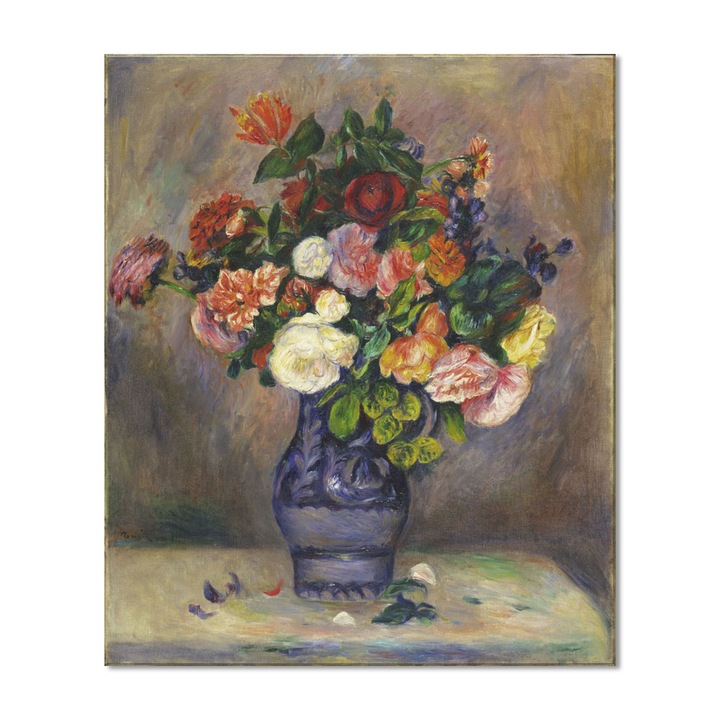 Tablou Canvas Premium Arta Clasica Heartwork, Reproducere, Pierre-Auguste Renoir, Flowers in a Vase 1880, 80 cm x 67 cm