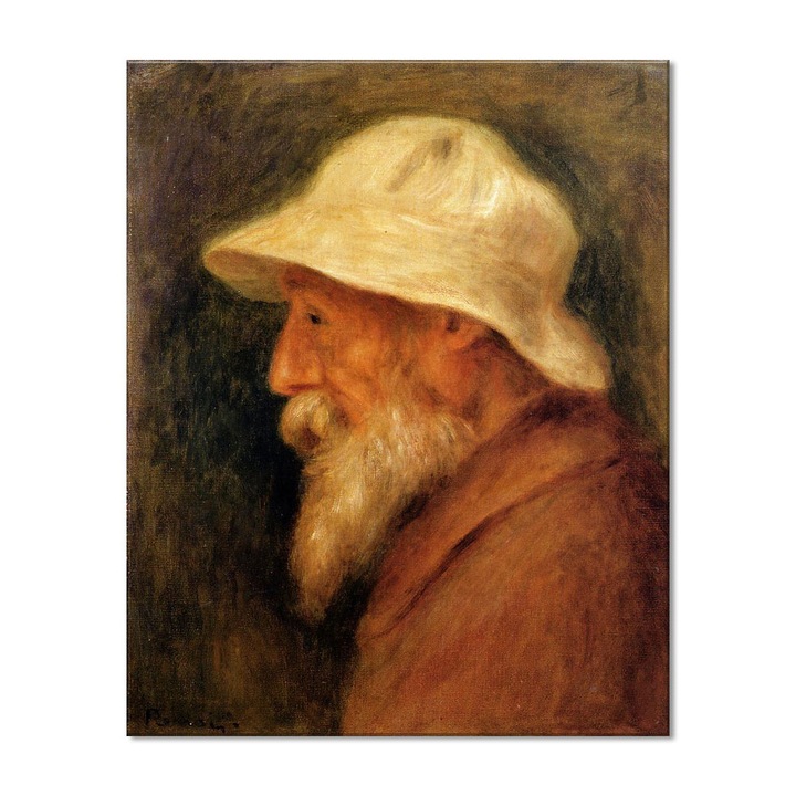 Tablou Canvas Premium Arta Clasica Heartwork, Reproducere, Pierre-Auguste Renoir, Self-portrait with a white hat 1910, 80 cm x 64 cm