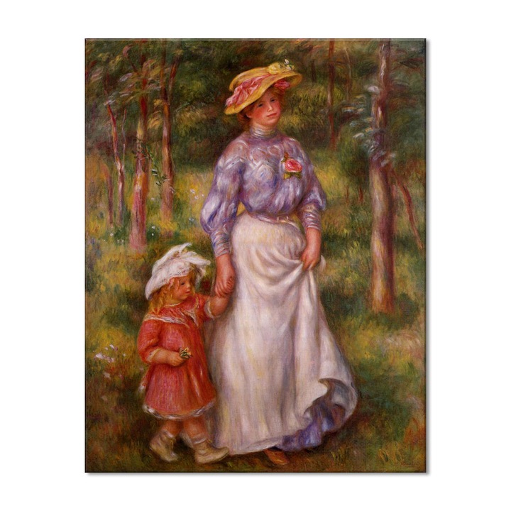 Tablou Canvas Premium Arta Clasica Heartwork, Reproducere, Pierre-Auguste Renoir, The promenade Julienne Dubanc and Adrienne 1906, 80 cm x 63 cm
