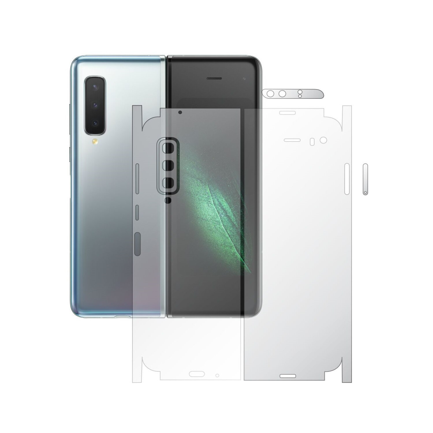 Folie Protectie Spate Invisible Skinz HD pentru Samsung Galaxy Fold - Folie Siliconica Ultra-Clear cu taiere 360 Cut pentru Carcasa Spate si Laterale, Skin Adeziv Transparent