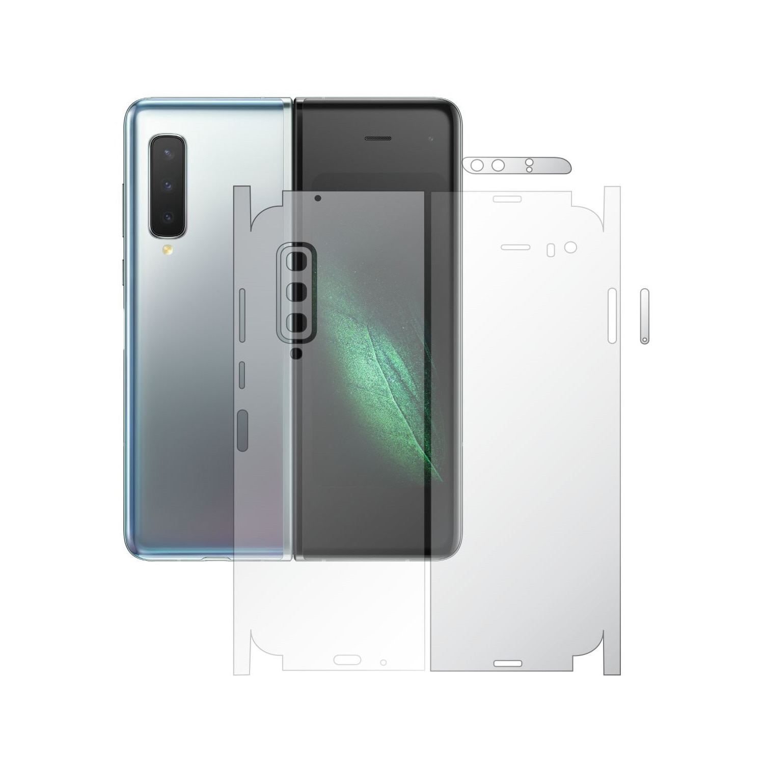 Folie Protectie Spate Invisible Skinz UHD AutoRegeneranta pentru Samsung Galaxy Fold - Folie Siliconica Ultra-Clear cu taiere 360 Cut pentru Carcasa Spate si Laterale, Skin Adeziv Transparent