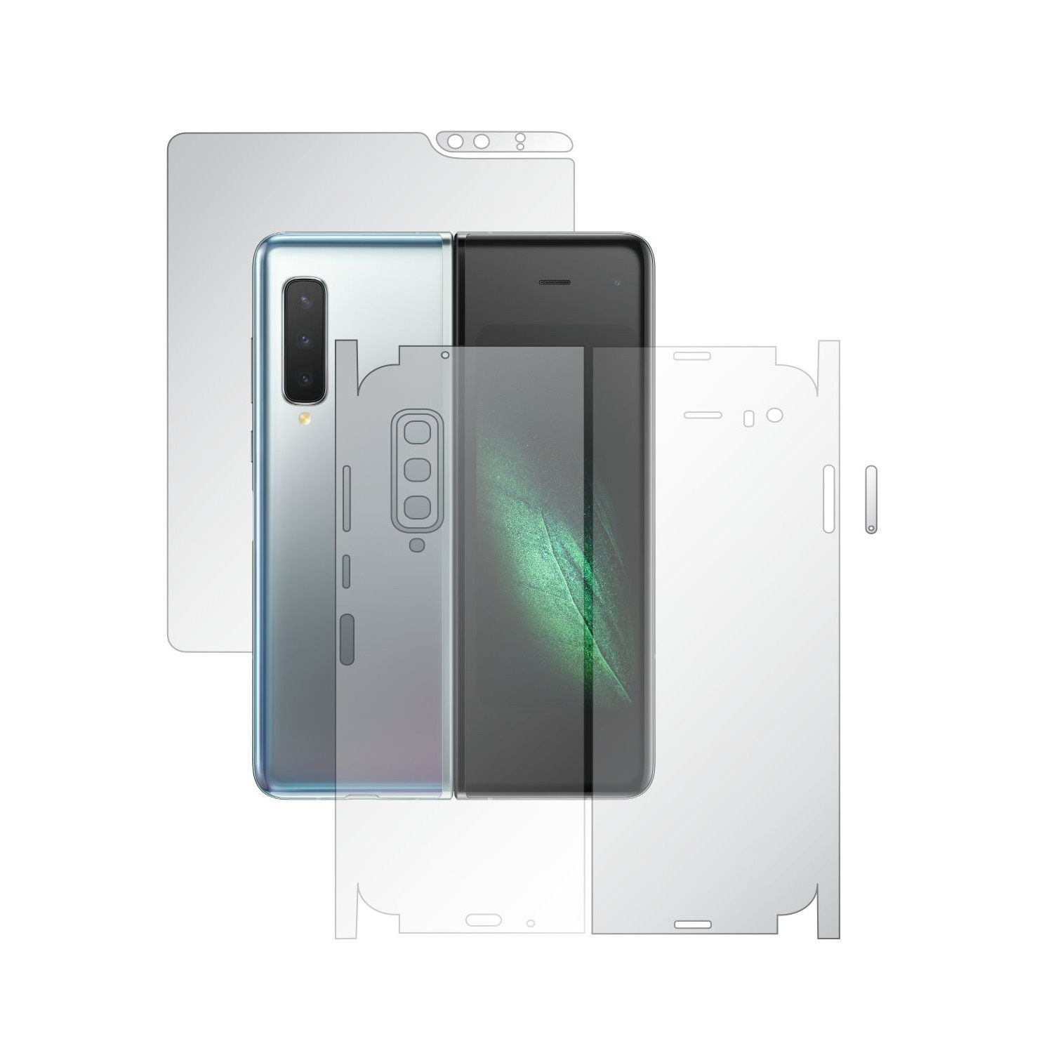 Folie Full Body Invisible Skinz UHD AutoRegeneranta pentru Samsung Galaxy Fold - Folie Protectie Siliconica Ultra-Clear cu taiere 360 Cut pentru Ecran, Carcasa Spate si Laterale, Skin Adeziv Transparent
