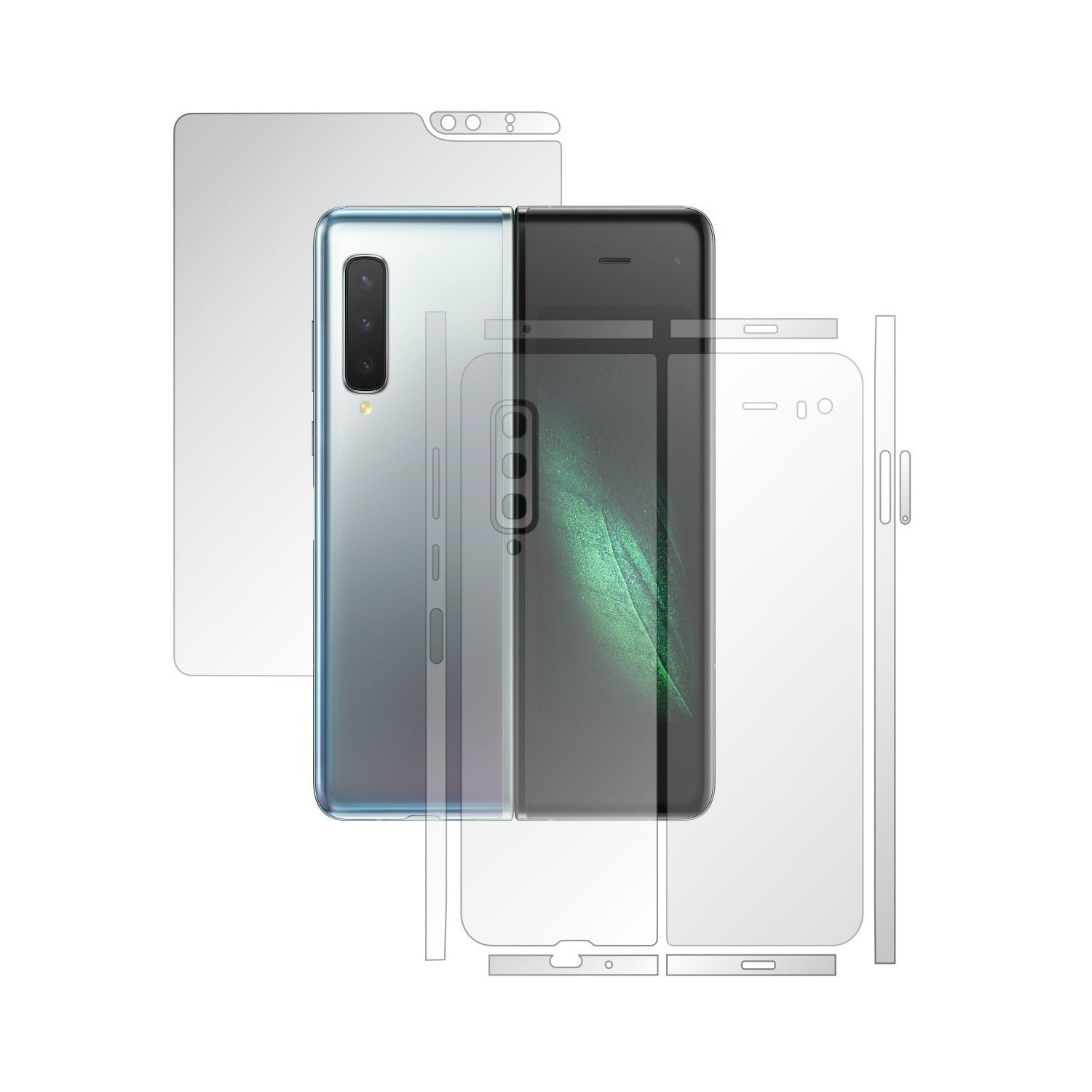 Folie Full Body Invisible Skinz HD pentru Samsung Galaxy Fold - Folie Protectie Siliconica Ultra-Clear cu taiere Split Cut pentru Ecran, Carcasa Spate si Laterale, Skin Adeziv Transparent