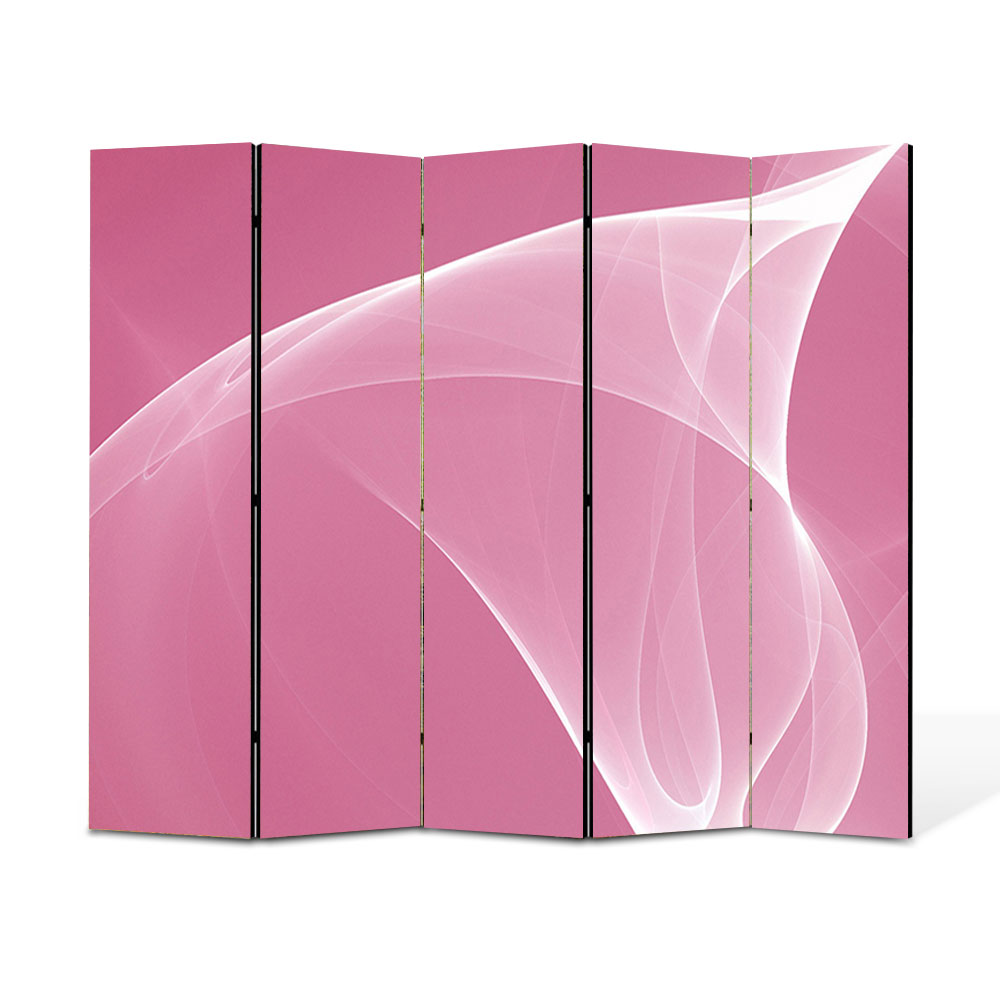 Paravan 5 piese Premium Heartwork TrueColor Roz pal, Panza pe cadru de lemn, Decoratiuni Moderne pentru Casa, 5 x 45 x 180 cm, 225 x 180 cm