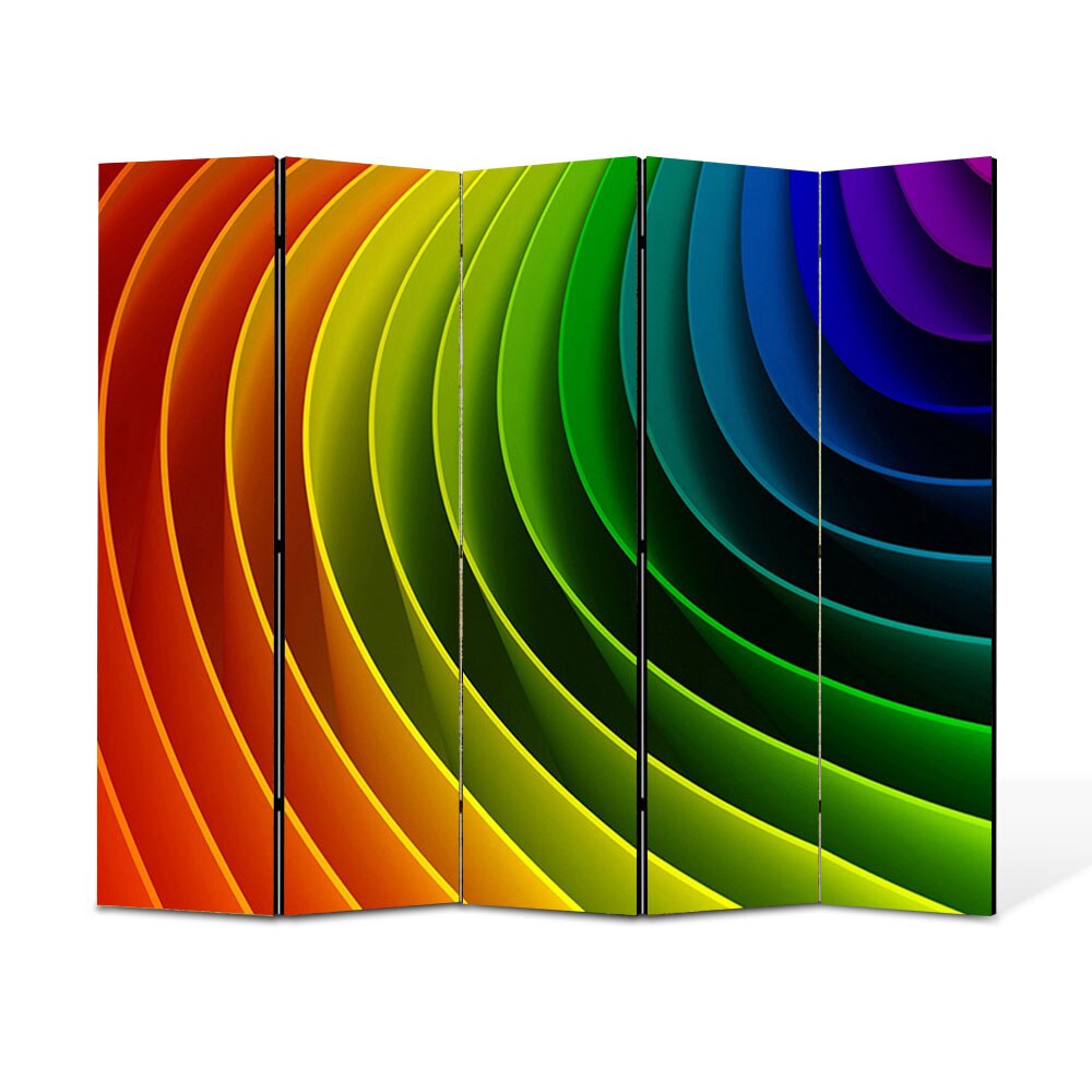 Paravan 5 piese Premium Heartwork TrueColor Curcubeu, Panza pe cadru de lemn, Decoratiuni Moderne pentru Casa, 5 x 35 x 180 cm, 175 x 180 cm