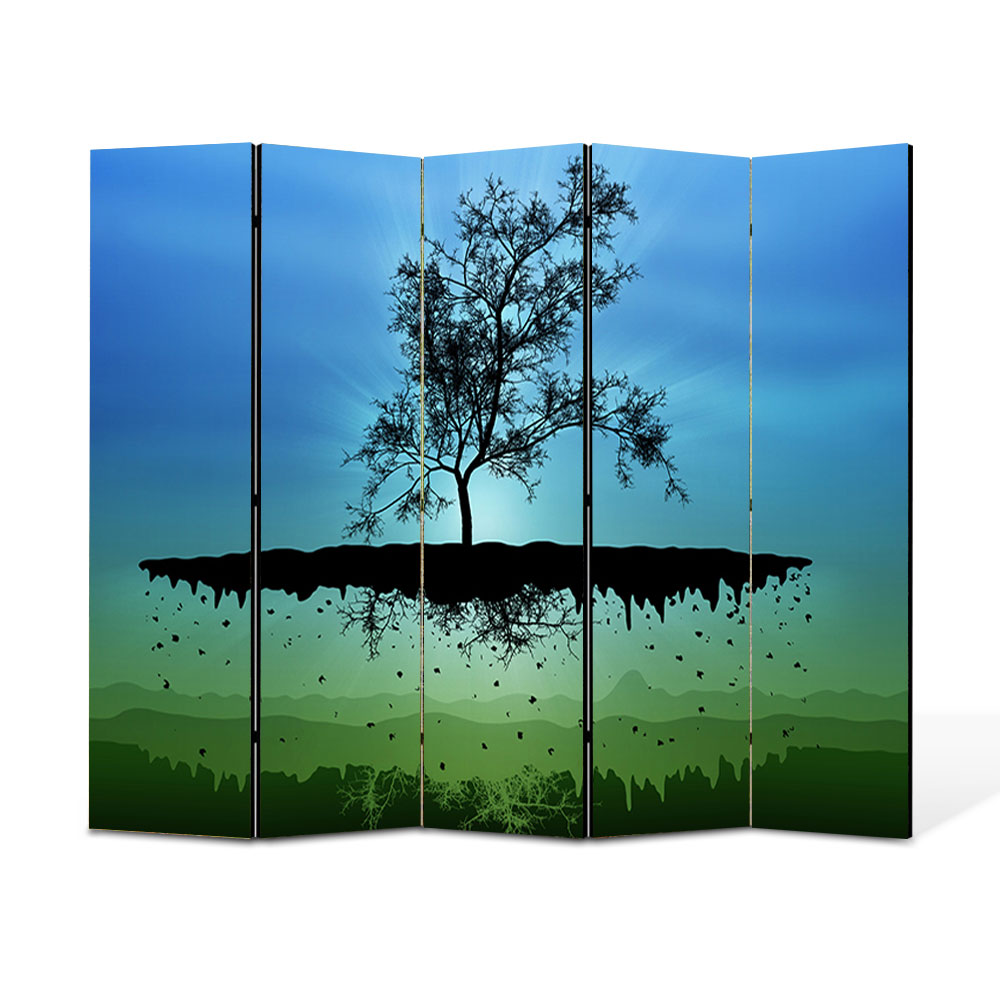Paravan 5 piese Premium Heartwork TrueColor Copac plutitor, Panza pe cadru de lemn, Decoratiuni Moderne pentru Casa, 5 x 45 x 180 cm, 225 x 180 cm