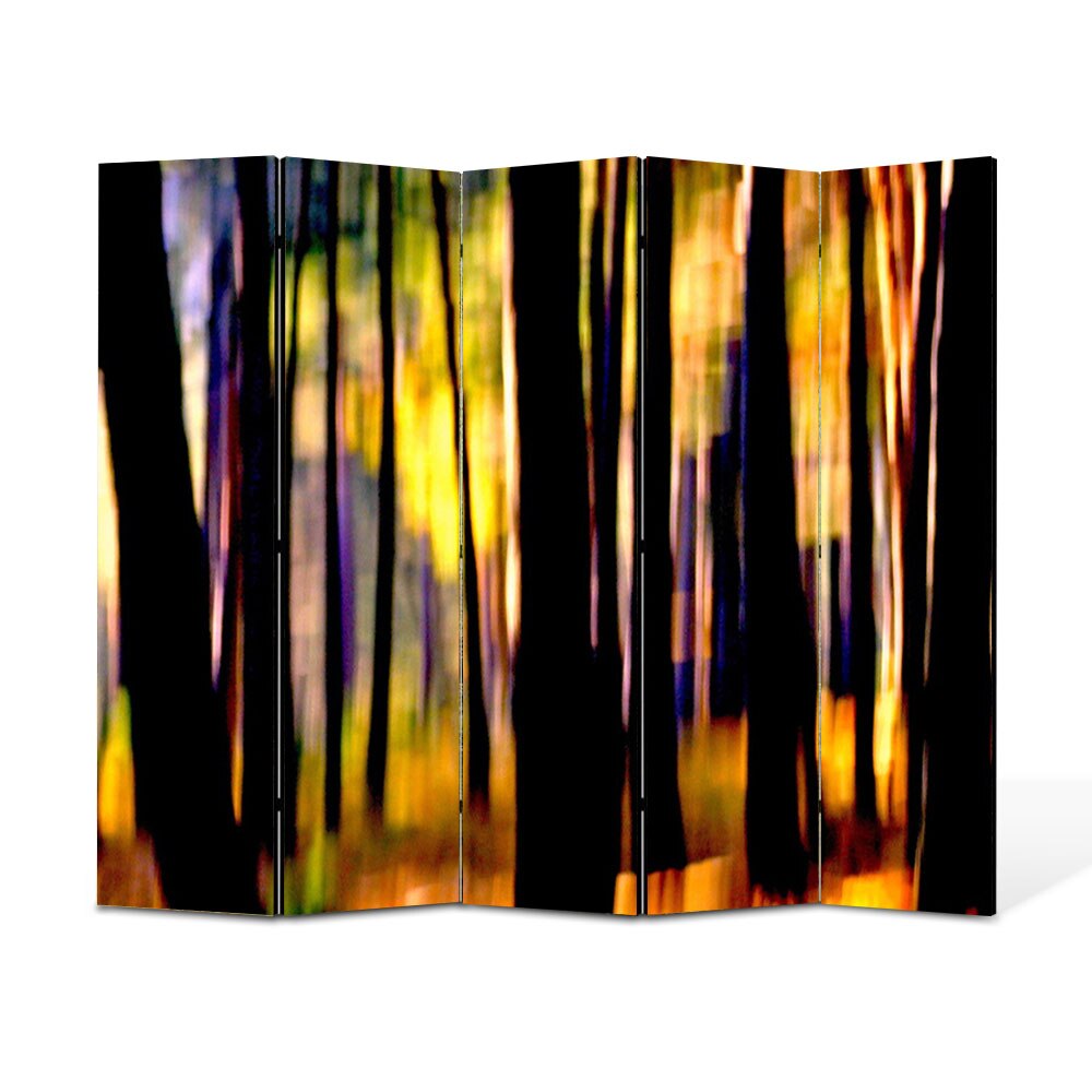 Paravan 5 piese Premium Heartwork TrueColor In padure, Panza pe cadru de lemn, Decoratiuni Moderne pentru Casa, 5 x 45 x 150 cm, 225 x 150 cm