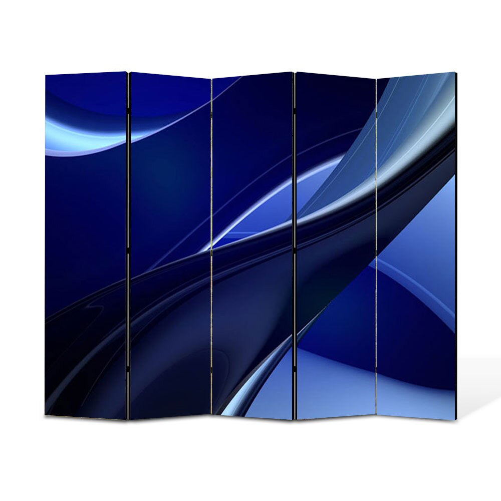 Paravan 5 piese Premium Heartwork TrueColor Albastru, Panza pe cadru de lemn, Decoratiuni Moderne pentru Casa, 5 x 45 x 150 cm, 225 x 150 cm