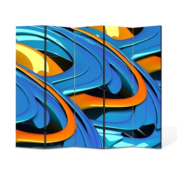 Paravan 5 piese Premium Heartwork TrueColor Albastru si portocaliu, Panza pe cadru de lemn, Decoratiuni Moderne pentru Casa, 5 x 45 x 180 cm, 225 x 180 cm Paravan 5 piese Premium Heartwork TrueColor Albastru si portocaliu, Panza pe cadru de lemn, Decoratiuni Moderne pentru Casa, 5 x 45 x 180 cm, 225 x 180 cm