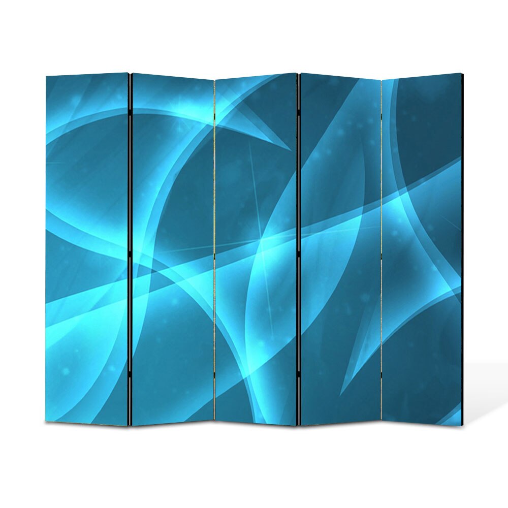 Paravan 5 piese Premium Heartwork TrueColor Lumina Bleu, Panza pe cadru de lemn, Decoratiuni Moderne pentru Casa, 5 x 35 x 180 cm, 175 x 180 cm