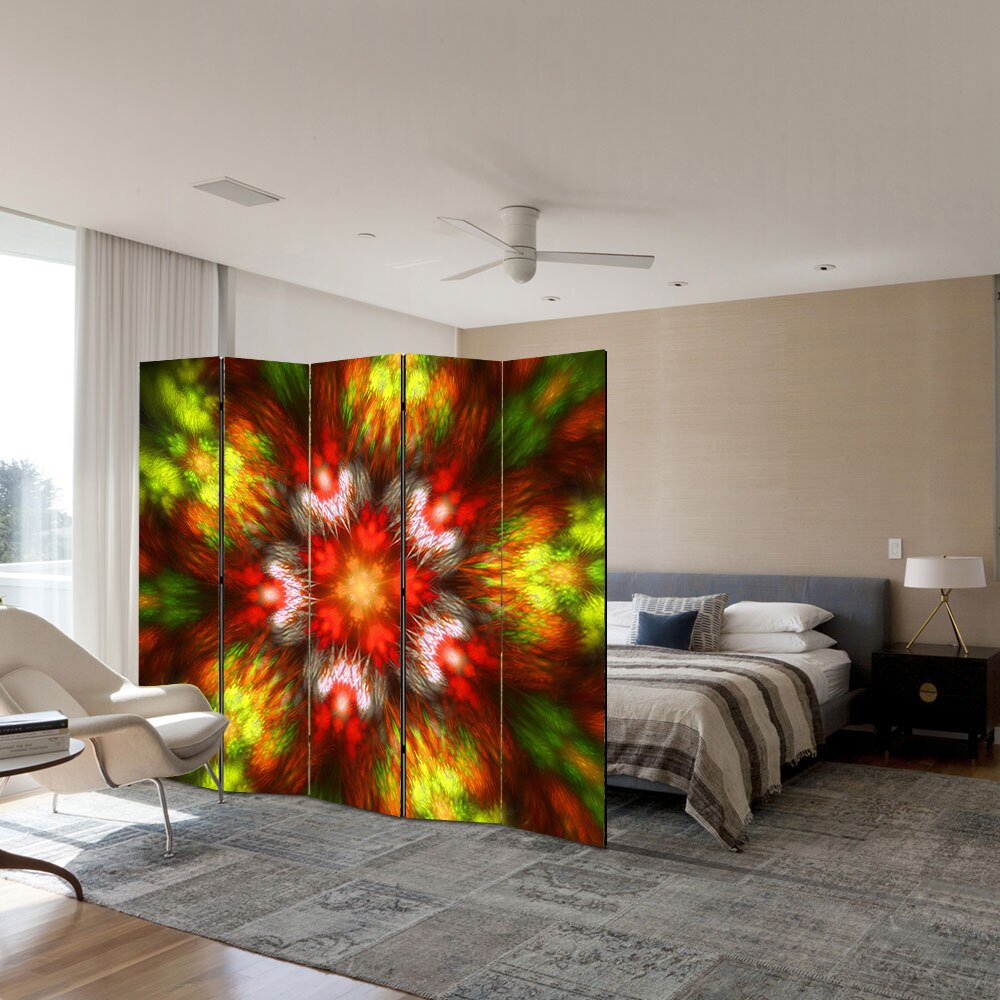 Paravan 5 piese Premium Heartwork TrueColor Forme de lumina, Panza pe cadru de lemn, Decoratiuni Moderne pentru Casa, 5 x 45 x 150 cm, 225 x 150 cm