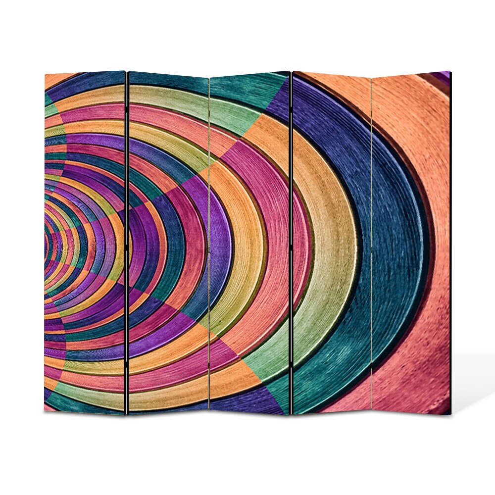 Paravan 5 piese Premium Heartwork TrueColor Gemulete de sticla colorata, Panza pe cadru de lemn, Decoratiuni Moderne pentru Casa, 5 x 45 x 150 cm, 225 x 150 cm