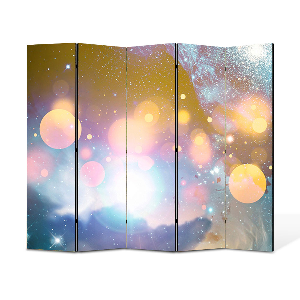 Paravan 5 piese Premium Heartwork TrueColor Energii portocalii, Panza pe cadru de lemn, Decoratiuni Moderne pentru Casa, 5 x 35 x 180 cm, 175 x 180 cm