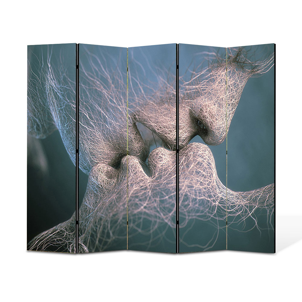 Paravan 5 piese Premium Heartwork TrueColor Sarutul, Panza pe cadru de lemn, Decoratiuni Moderne pentru Casa, 5 x 35 x 180 cm, 175 x 180 cm