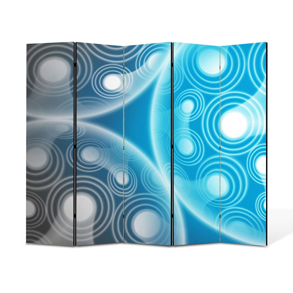 Paravan 5 piese Premium Heartwork TrueColor Molecule, Panza pe cadru de lemn, Decoratiuni Moderne pentru Casa, 5 x 45 x 150 cm, 225 x 150 cm