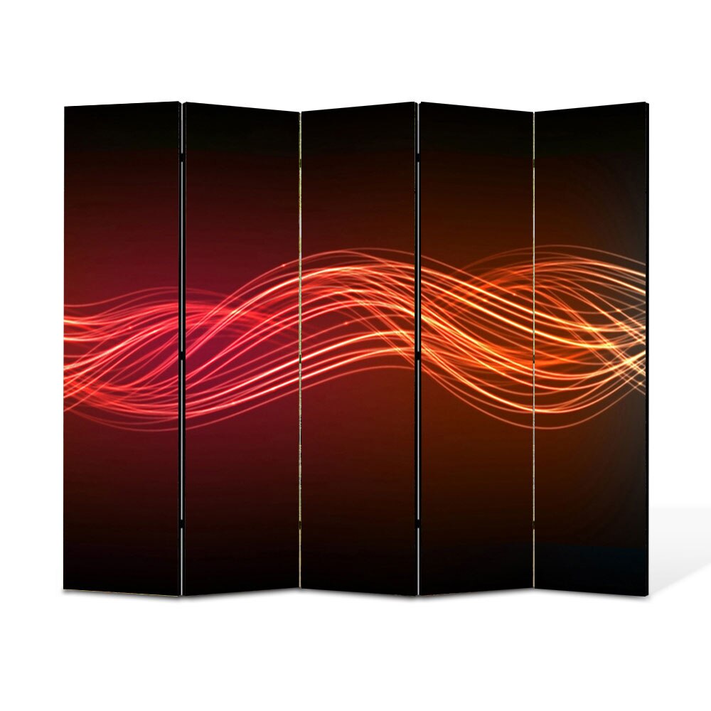 Paravan 5 piese Premium Heartwork TrueColor Unde luminoase, Panza pe cadru de lemn, Decoratiuni Moderne pentru Casa, 5 x 45 x 150 cm, 225 x 150 cm