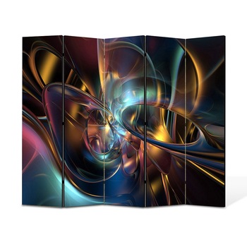 Paravan 5 piese Premium Heartwork TrueColor Lumini si forme, Panza pe cadru de lemn, Decoratiuni Moderne pentru Casa, 5 x 35 x 180 cm, 175 x 180 cm Paravan 5 piese Premium Heartwork TrueColor Lumini si forme, Panza pe cadru de lemn, Decoratiuni Moderne pentru Casa, 5 x 35 x 180 cm, 175 x 180 cm