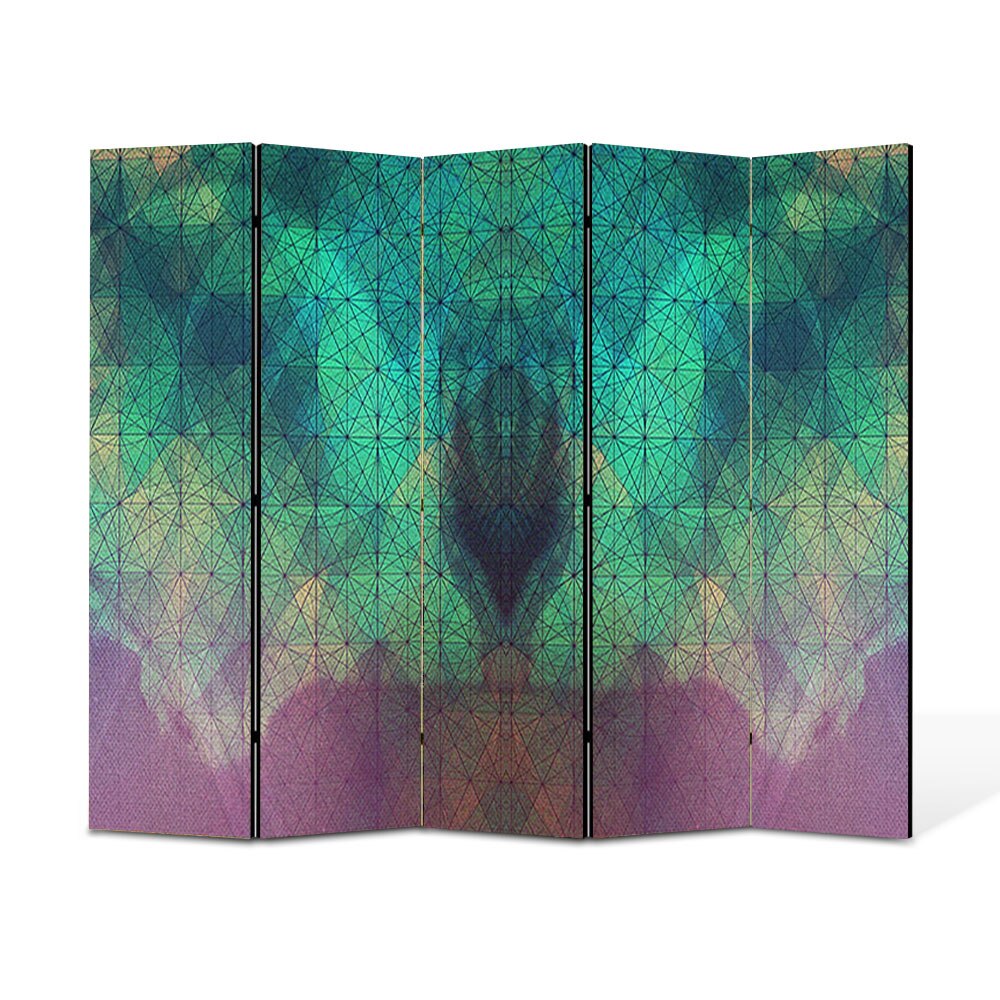 Paravan 5 piese Premium Heartwork TrueColor Arta contemporana, Panza pe cadru de lemn, Decoratiuni Moderne pentru Casa, 5 x 45 x 150 cm, 225 x 150 cm