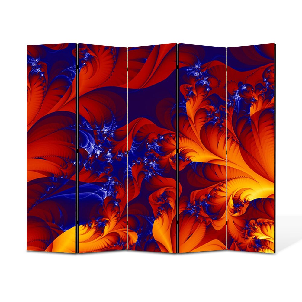 Paravan 5 piese Premium Heartwork TrueColor Frunze exotice, Panza pe cadru de lemn, Decoratiuni Moderne pentru Casa, 5 x 45 x 150 cm, 225 x 150 cm