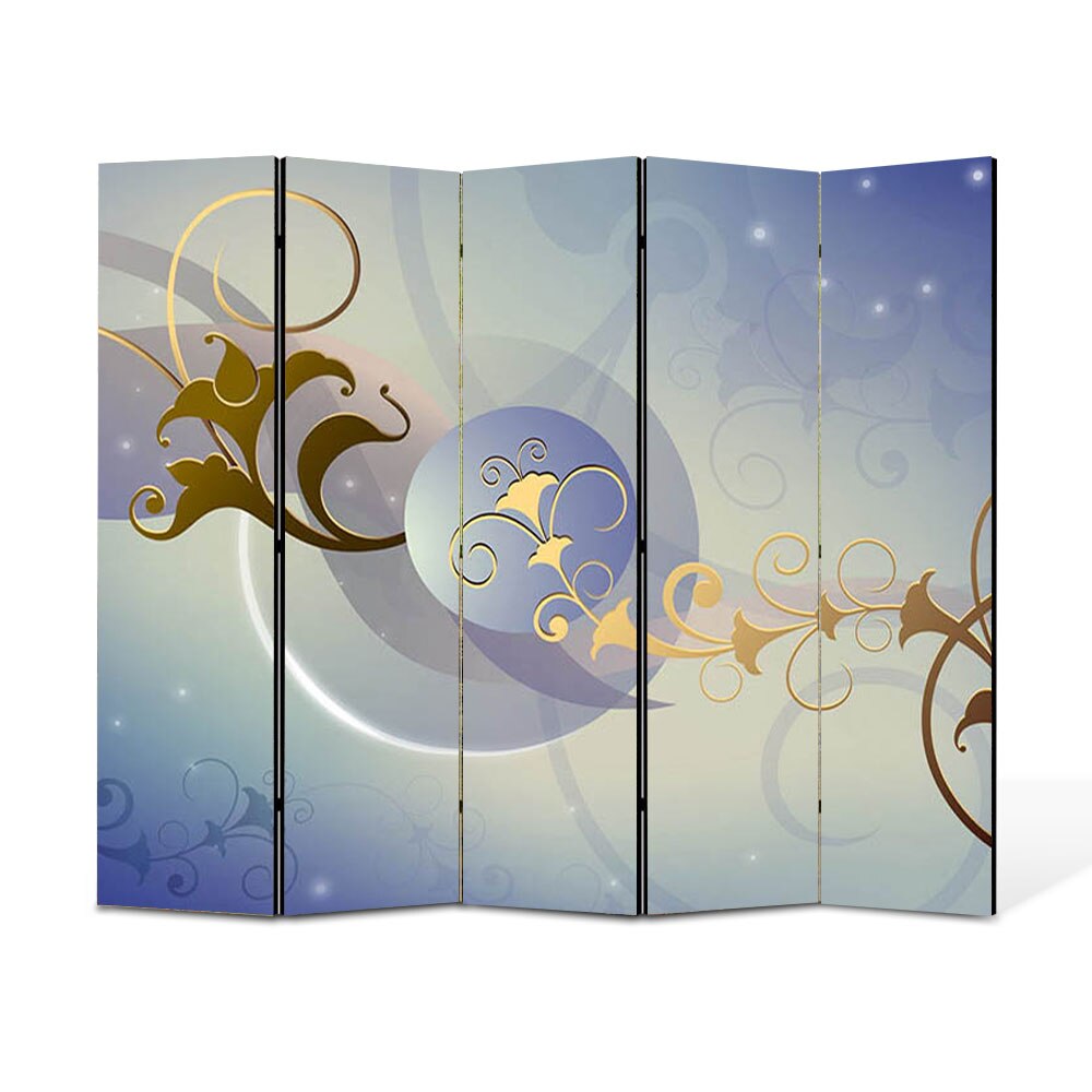 Paravan 5 piese Premium Heartwork TrueColor Motive florale, Panza pe cadru de lemn, Decoratiuni Moderne pentru Casa, 5 x 35 x 180 cm, 175 x 180 cm