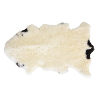 Covoras blana de oaie, 100% naturala, alb/negru, 55x85 cm