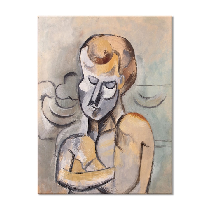 Tablou Canvas Premium Arta Clasica Heartwork, Reproducere, Pablo Picasso, Man with his Arms Crossed 1909, 60 cm x 80 cm