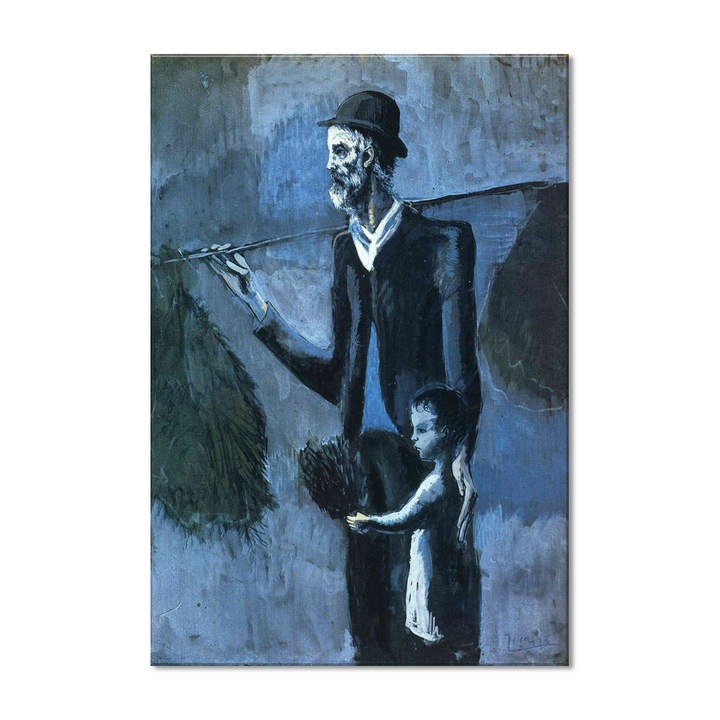 Tablou Canvas Premium Arta Clasica Heartwork, Reproducere, Pablo Picasso, Seller of gul 1902, 55 cm x 80 cm