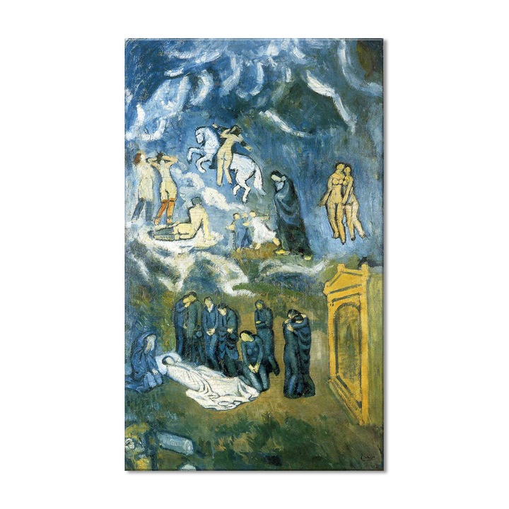 Tablou Canvas Premium Arta Clasica Heartwork, Reproducere, Pablo Picasso, Evocation. The Burial of Casagemas. 1901, 48 cm x 80 cm
