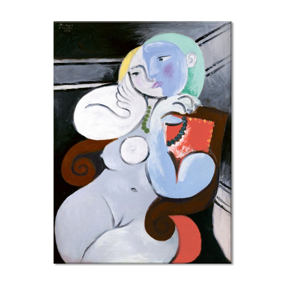 Tablou Canvas Premium Arta Clasica Heartwork, Reproducere, Pablo Picasso, Female nude sitting in red armchair 1932, 59 cm x 80 cm