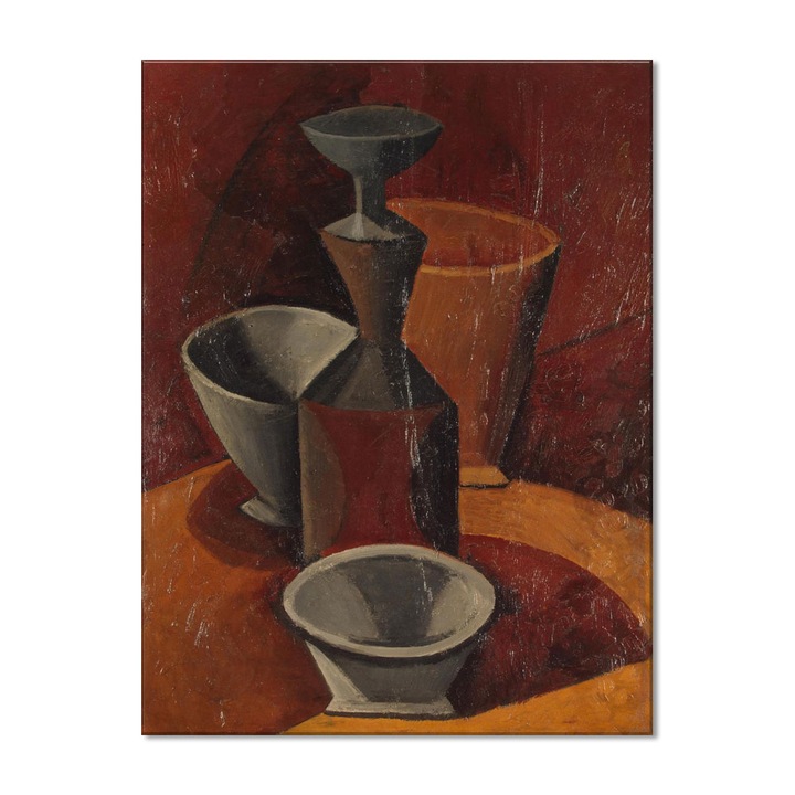Tablou Canvas Premium Arta Clasica Heartwork, Reproducere, Pablo Picasso, Pitcher and Bowls 1908, 61 cm x 80 cm