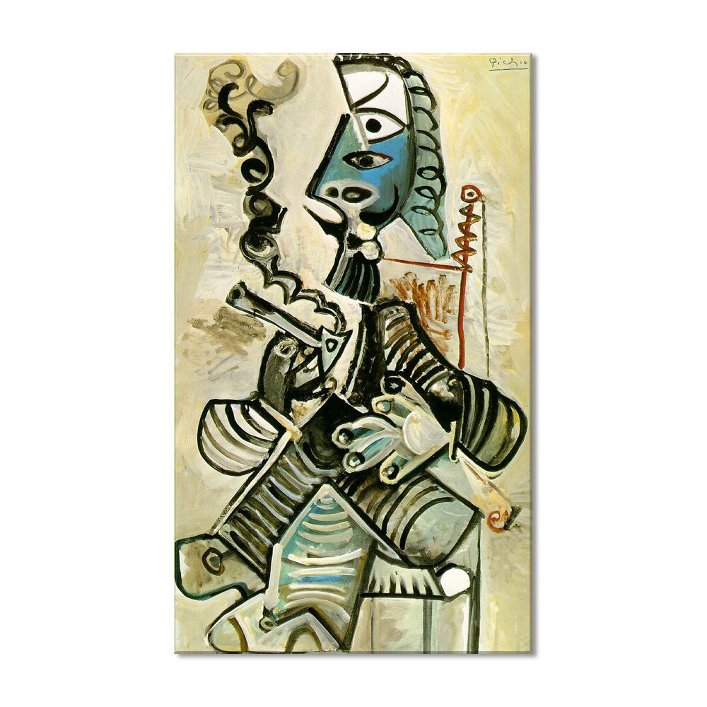 Tablou Canvas Premium Arta Clasica Heartwork, Reproducere, Pablo Picasso, Man with pipe 1968, 48 cm x 80 cm