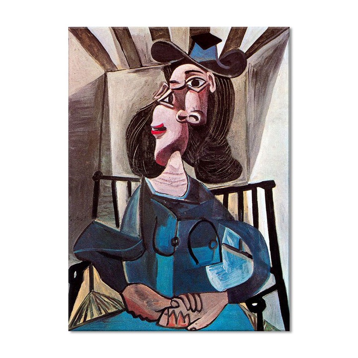 Tablou Canvas Premium Arta Clasica Heartwork, Reproducere, Pablo Picasso, Girl in chair 1952, 58 cm x 80 cm
