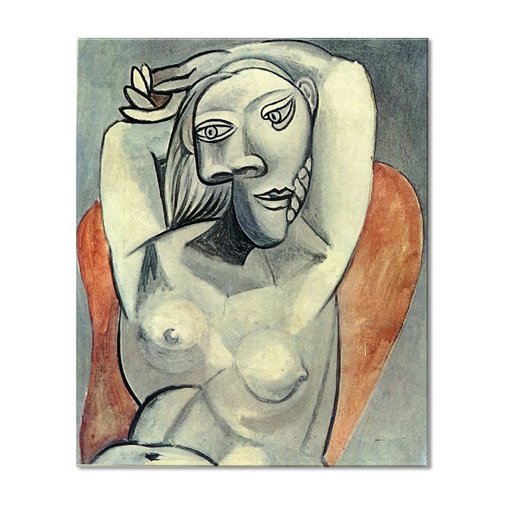Tablou Canvas Premium Arta Clasica Heartwork, Reproducere, Pablo Picasso, Woman sitting in red armchair 1939, 66 cm x 80 cm