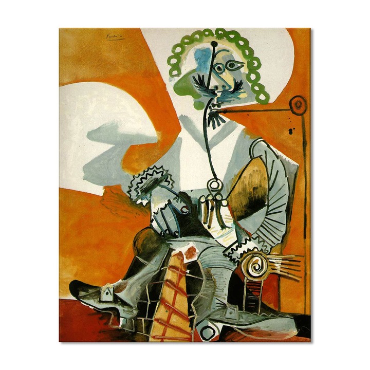Tablou Canvas Premium Arta Clasica Heartwork, Reproducere, Pablo Picasso, The Man with a Pipe 1968, 64 cm x 80 cm