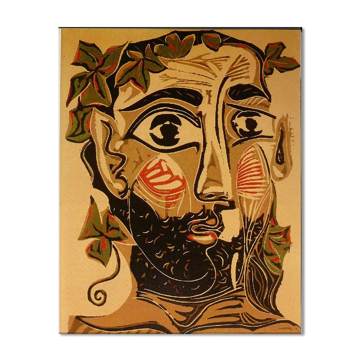 Tablou Canvas Premium Arta Clasica Heartwork, Reproducere, Pablo Picasso, Bearded man 1961, 64 cm x 80 cm