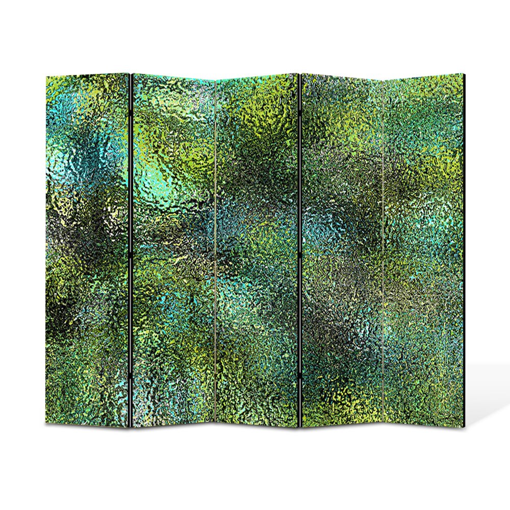 Paravan 5 piese Premium Heartwork TrueColor Verde scurs, Panza pe cadru de lemn, Decoratiuni Moderne pentru Casa, 5 x 45 x 150 cm, 225 x 150 cm