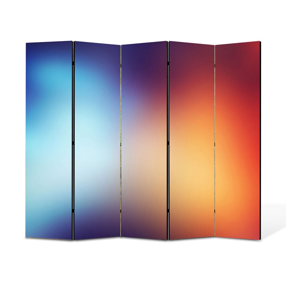 Paravan 5 piese Premium Heartwork TrueColor Rosu si albastru, Panza pe cadru de lemn, Decoratiuni Moderne pentru Casa, 5 x 45 x 180 cm, 225 x 180 cm