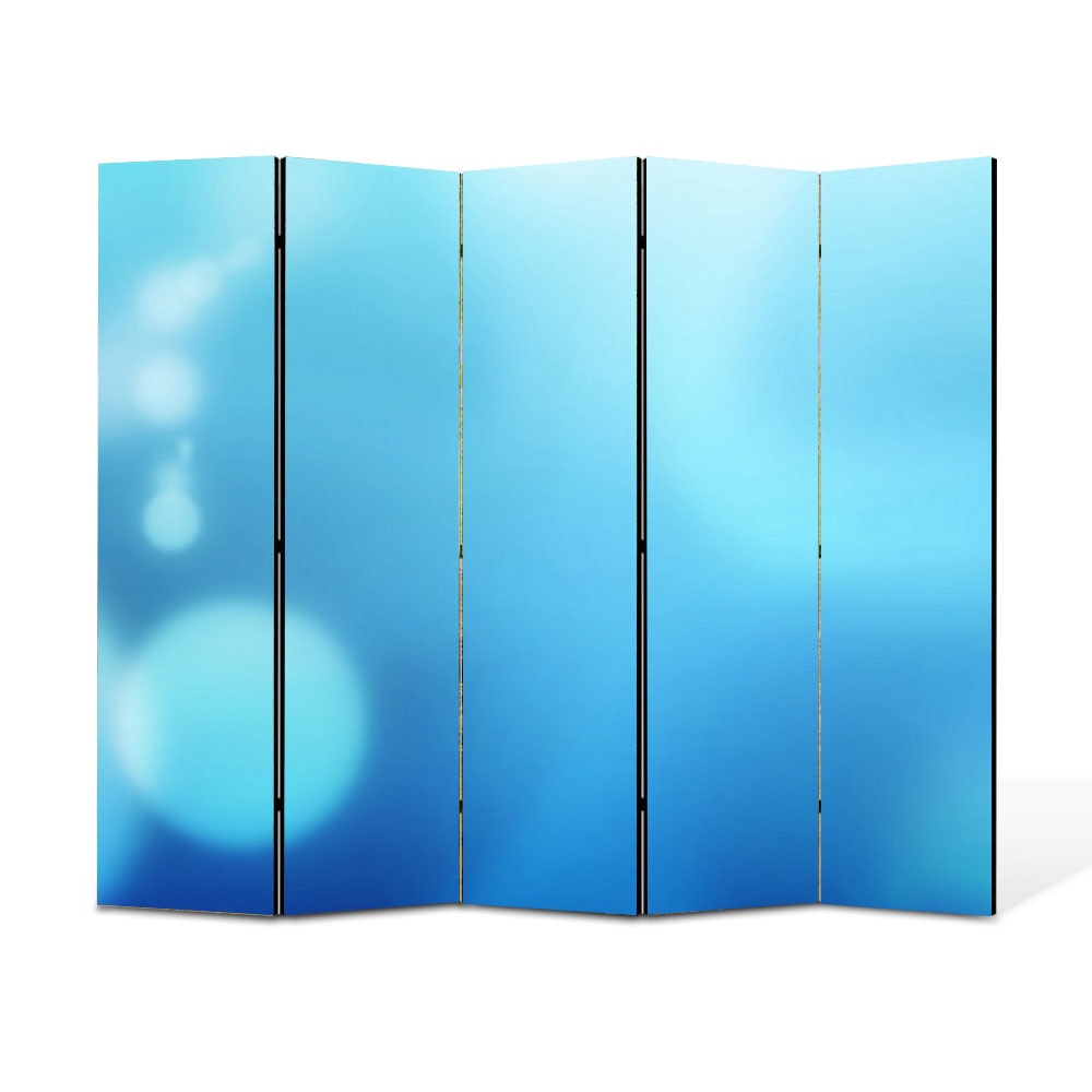 Paravan 5 piese Premium Heartwork TrueColor Cer senin, Panza pe cadru de lemn, Decoratiuni Moderne pentru Casa, 5 x 45 x 150 cm, 225 x 150 cm