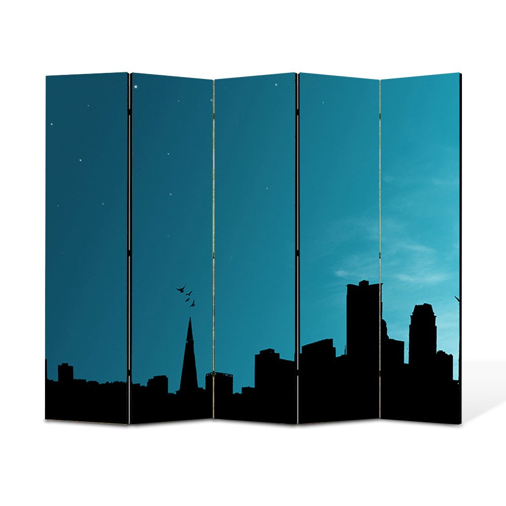 Paravan 5 piese Premium Heartwork TrueColor Orasul, Panza pe cadru de lemn, Decoratiuni Moderne pentru Casa, 5 x 35 x 180 cm, 175 x 180 cm