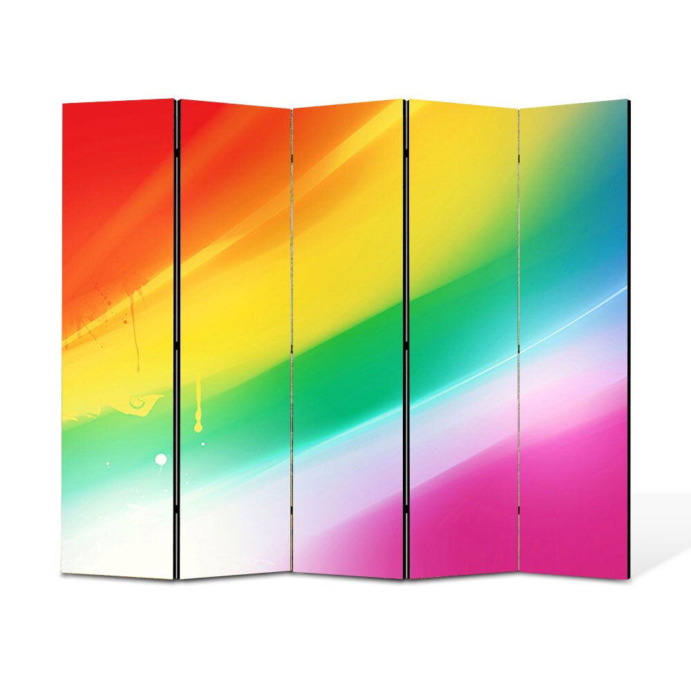 Paravan 5 piese Premium Heartwork TrueColor Culorile curcubeului, Panza pe cadru de lemn, Decoratiuni Moderne pentru Casa, 5 x 45 x 150 cm, 225 x 150 cm