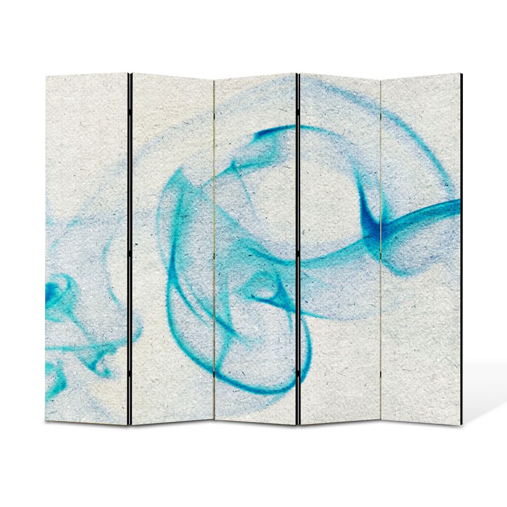 Paravan 5 piese Premium Heartwork TrueColor Fum bleu, Panza pe cadru de lemn, Decoratiuni Moderne pentru Casa, 5 x 45 x 150 cm, 225 x 150 cm