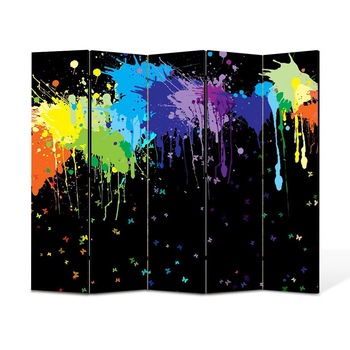 Paravan 5 piese Premium Heartwork TrueColor Pete colorate, Panza pe cadru de lemn, Decoratiuni Moderne pentru Casa, 5 x 45 x 180 cm, 225 x 180 cm Paravan 5 piese Premium Heartwork TrueColor Pete colorate, Panza pe cadru de lemn, Decoratiuni Moderne pentru Casa, 5 x 45 x 180 cm, 225 x 180 cm