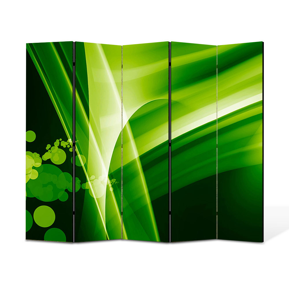Paravan 5 piese Premium Heartwork TrueColor Bule verzi, Panza pe cadru de lemn, Decoratiuni Moderne pentru Casa, 5 x 45 x 150 cm, 225 x 150 cm