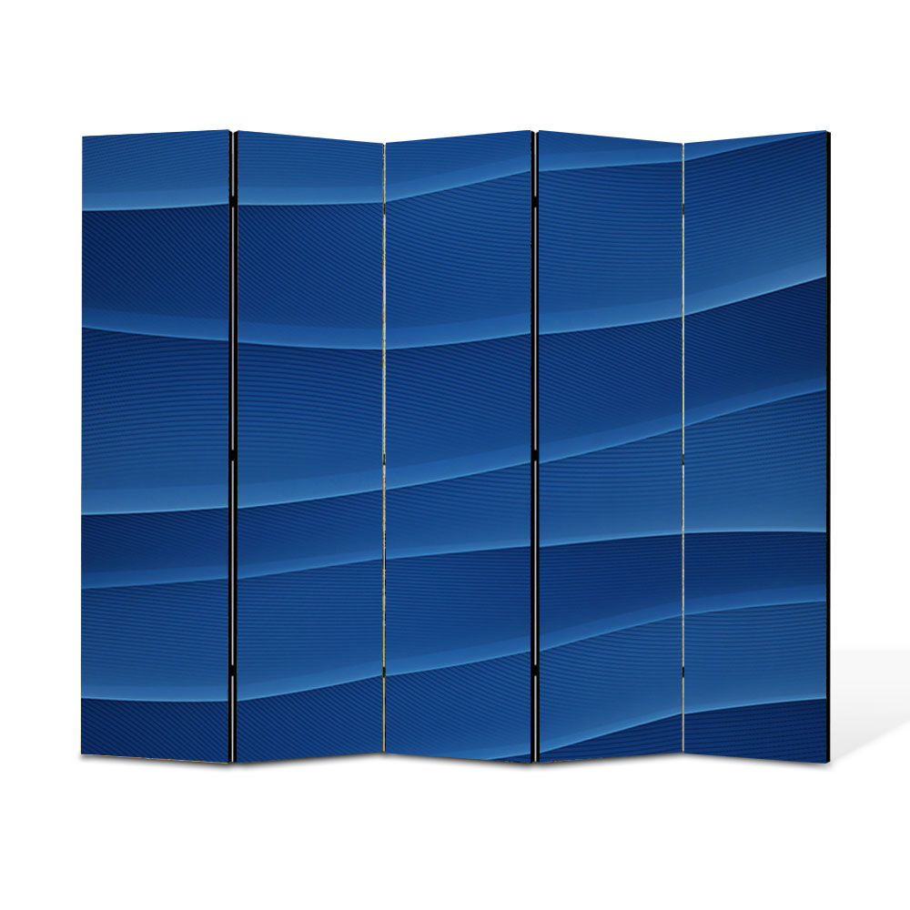 Paravan 5 piese Premium Heartwork TrueColor Dealuri albastre, Panza pe cadru de lemn, Decoratiuni Moderne pentru Casa, 5 x 35 x 180 cm, 175 x 180 cm