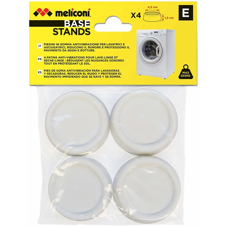 Комплект 4 антивибрационни крачета за пералня / сушилня, Meliconi, Бял