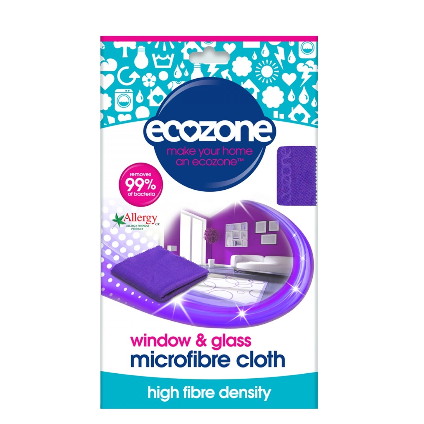 Laveta din microfibra pentru sticla si geamuri, Ecozone, 1 buc