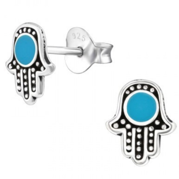 925 Сребърни обеци Хамса