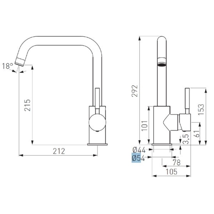 Ferro Capella Konyhai csaptelep, szabadon álló, egyfogantyús, krómozott